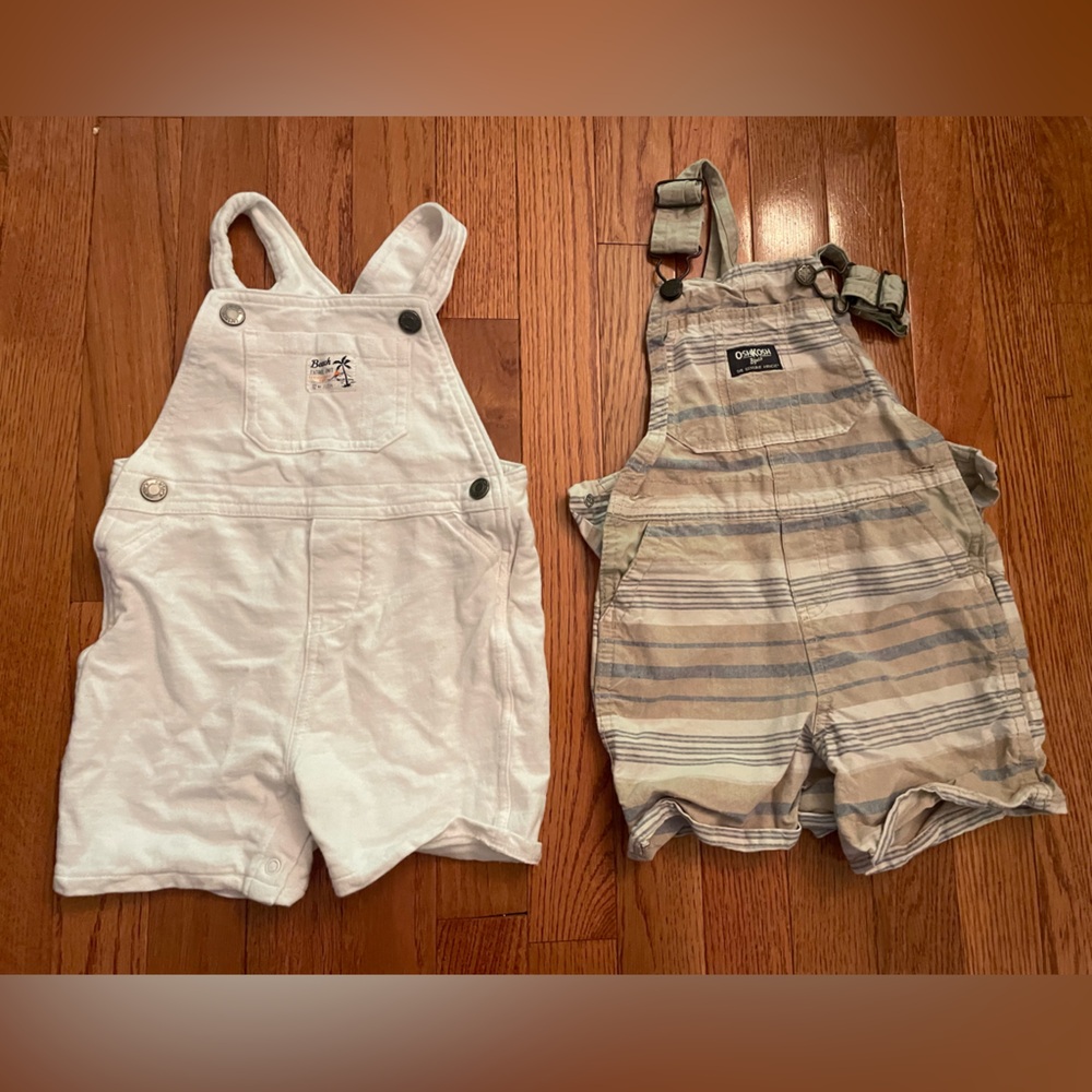Uncle of two pairs of overalls Carter's White Baby Overalls. And Oshkosh